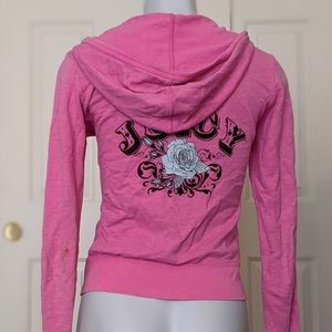 Vintage 2004 Y2K Juicy Couture Rose Swarovski Crystal Hoodie